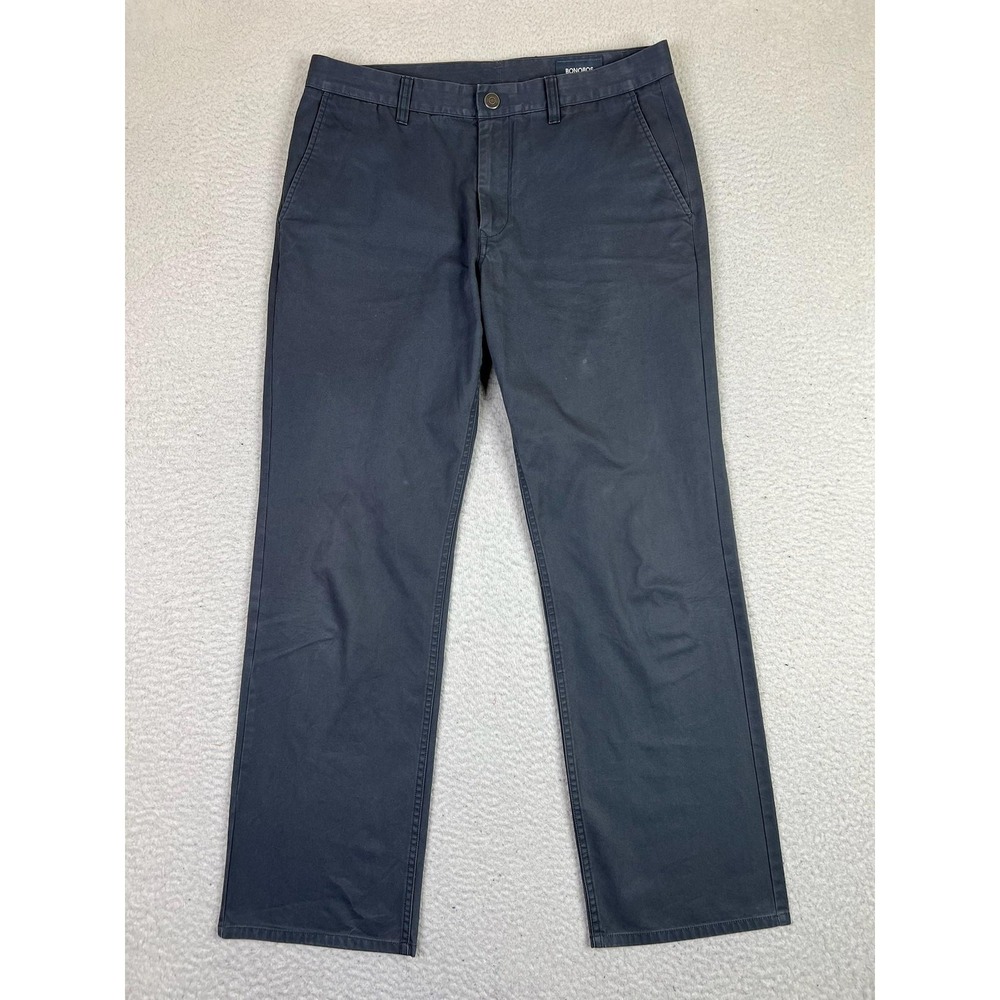 Bonobos Pants Mens 34x30 Gray Straight Fit Chino Flat Front Zip Fly Cotton Twill